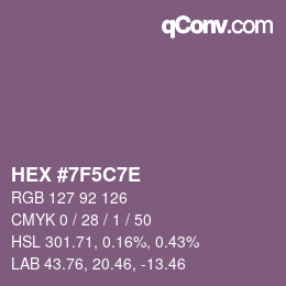 Color code: HEX #7F5C7E | qconv.com