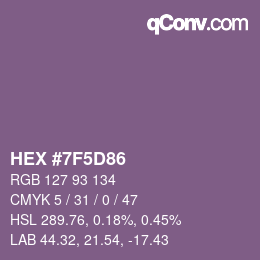 Código de color: HEX #7F5D86 | qconv.com