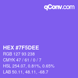 カラーコード: HEX #7F5DEE | qconv.com