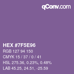 Color code: HEX #7F5E96 | qconv.com