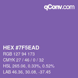 Color code: HEX #7F5EAD | qconv.com