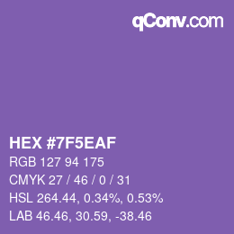 カラーコード: HEX #7F5EAF | qconv.com