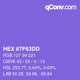 Farbcode: HEX #7F63DD | qconv.com