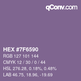 Farbcode: HEX #7F6590 | qconv.com