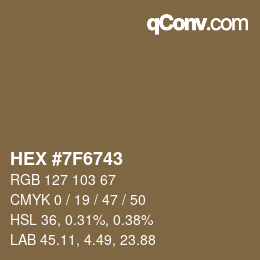 Color code: HEX #7F6743 | qconv.com