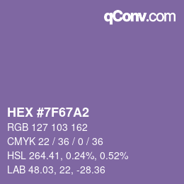 Color code: HEX #7F67A2 | qconv.com