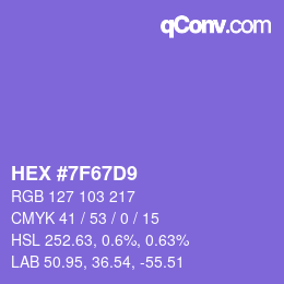 Color code: HEX #7F67D9 | qconv.com