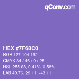 Farbcode: HEX #7F68C0 | qconv.com