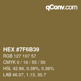 Color code: HEX #7F6B39 | qconv.com