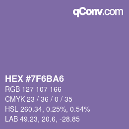 Color code: HEX #7F6BA6 | qconv.com