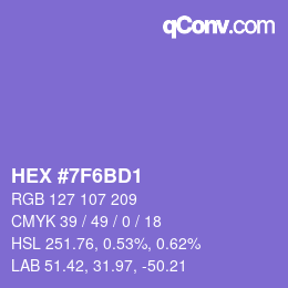 Color code: HEX #7F6BD1 | qconv.com