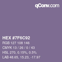 Color code: HEX #7F6C92 | qconv.com