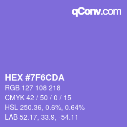 颜色代码: HEX #7F6CDA | qconv.com