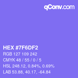 Color code: HEX #7F6DF2 | qconv.com