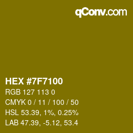 颜色代码: HEX #7F7100 | qconv.com