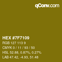 カラーコード: HEX #7F7109 | qconv.com