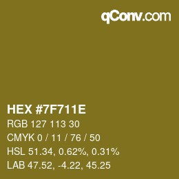 Color code: HEX #7F711E | qconv.com