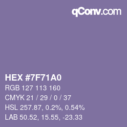 カラーコード: HEX #7F71A0 | qconv.com