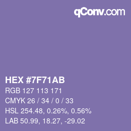 Código de color: HEX #7F71AB | qconv.com