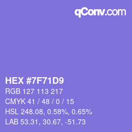 Color code: HEX #7F71D9 | qconv.com