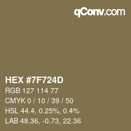 颜色代码: HEX #7F724D | qconv.com