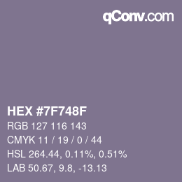 颜色代码: HEX #7F748F | qconv.com
