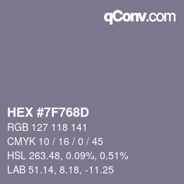 カラーコード: HEX #7F768D | qconv.com