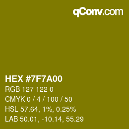 Color code: HEX #7F7A00 | qconv.com