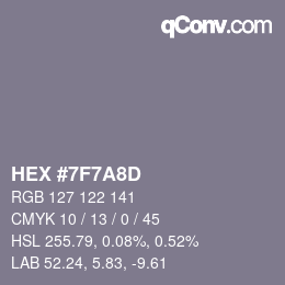 Color code: HEX #7F7A8D | qconv.com