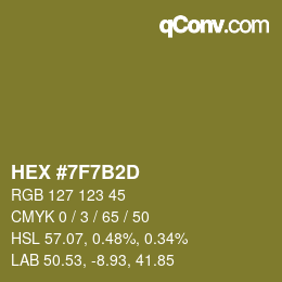 Color code: HEX #7F7B2D | qconv.com