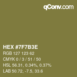Color code: HEX #7F7B3E | qconv.com
