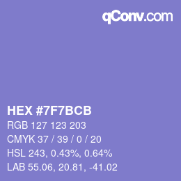 Color code: HEX #7F7BCB | qconv.com