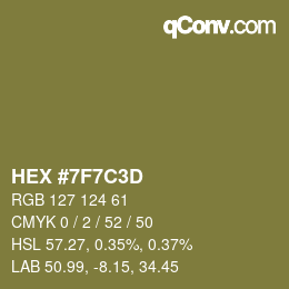 Color code: HEX #7F7C3D | qconv.com