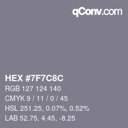 Color code: HEX #7F7C8C | qconv.com