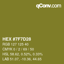 颜色代码: HEX #7F7D28 | qconv.com