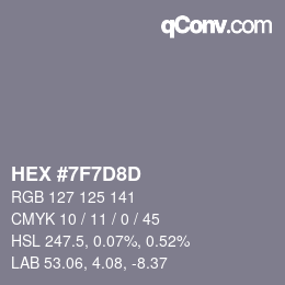Código de color: HEX #7F7D8D | qconv.com