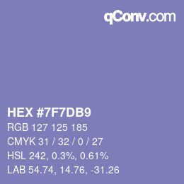 Color code: HEX #7F7DB9 | qconv.com