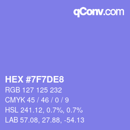 颜色代码: HEX #7F7DE8 | qconv.com