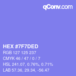 Color code: HEX #7F7DED | qconv.com