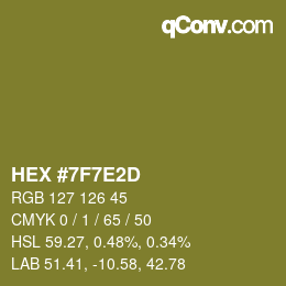 Color code: HEX #7F7E2D | qconv.com