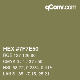 Color code: HEX #7F7E50 | qconv.com