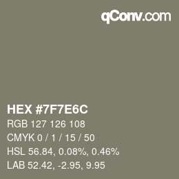 Color code: HEX #7F7E6C | qconv.com