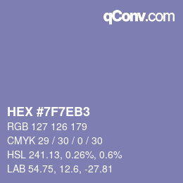 Color code: HEX #7F7EB3 | qconv.com