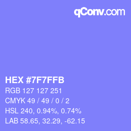 Color code: HEX #7F7FFB | qconv.com