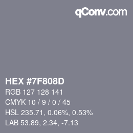 颜色代码: HEX #7F808D | qconv.com