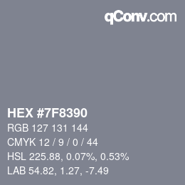 Farbcode: HEX #7F8390 | qconv.com