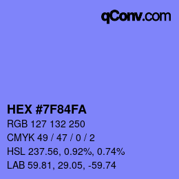 カラーコード: HEX #7F84FA | qconv.com