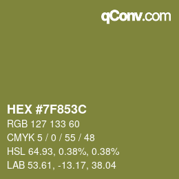 Color code: HEX #7F853C | qconv.com