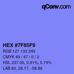 Color code: HEX #7F85F9 | qconv.com