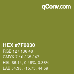 Farbcode: HEX #7F8830 | qconv.com